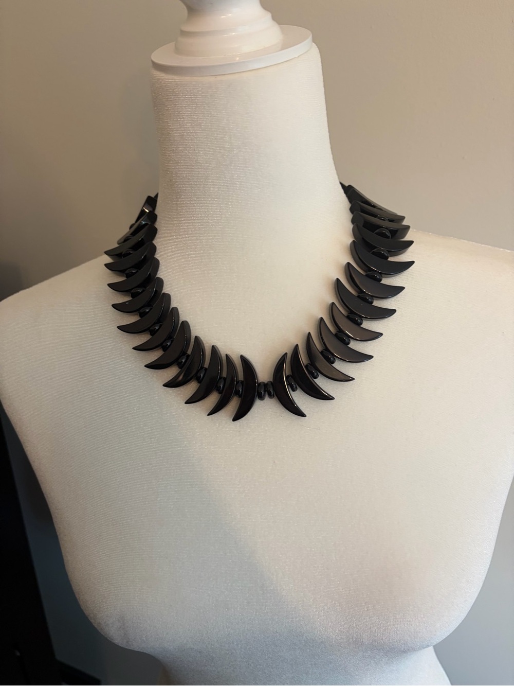Handmade Black Stone Bead Statement Necklace